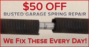 Image of promotion coupon image. Garage spring repair, broken spring replacement. Roseville Overhead Door repairs garage doors & overhead doors. We replace and repair broken garage door springs every day. Roseville CA Rocklin CA Granite Bay CA Lincoln CA Citrus Heights CA. Garage door repair roseville.